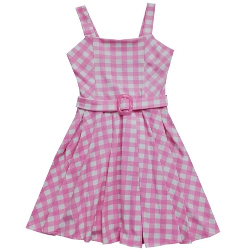 Vestido para Niña con Tirantes Y Estampado de Cuadros Barbie