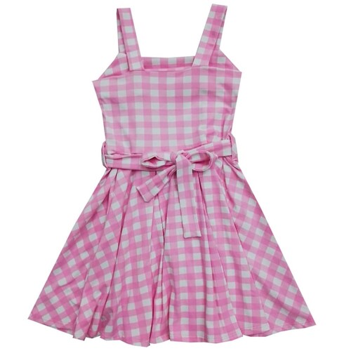 Vestido para Niña con Tirantes Y Estampado de Cuadros Barbie