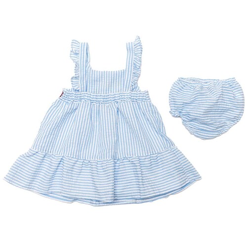 Conjunto para Bebé 2 Piezas Vestido Azul Manga de Olan y Calzón Snoopy