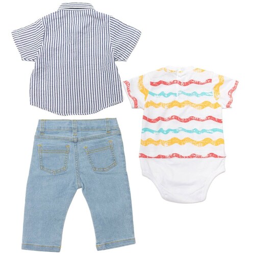 Conjunto para Bebé 3 Piezas Camisa Manga Corta Pañalero y Pantalón Being 2 Nice