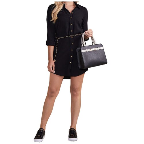 Vestido de Manga Corta con Diseño Liso Guess