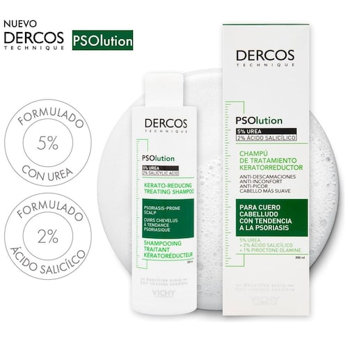 Vichy Dercos Psolution Shampoo de Tratamiento Keratorreductor para Piel Cabelluda Sensible 200Ml