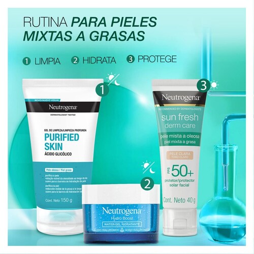 Neutrogena Protector Solar Facial Tono Claro Sun Fresh Derm Care Niacinamida Fps50+ 40G