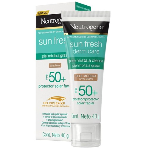 Neutrogena Protector Solar Facial Tono Medio Sun Fresh Derm Care Niacinamida Fps50+ 40G