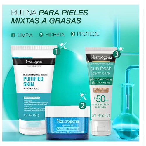 Neutrogena Protector Solar Facial Tono Medio Sun Fresh Derm Care Niacinamida Fps50+ 40G