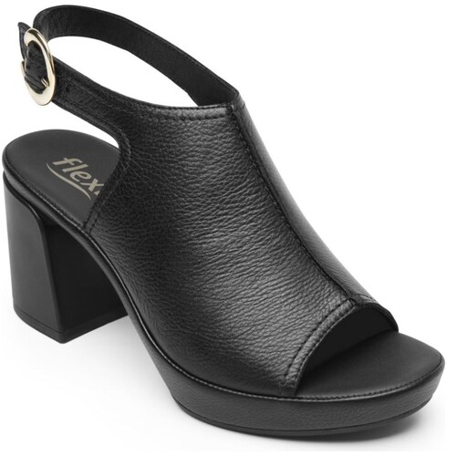 Sandalia con Cubierta y Tacón Color Negro para Mujer Flexi