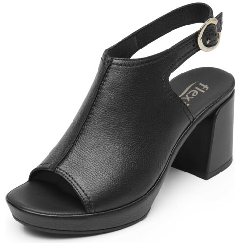 Sandalia con Cubierta y Tacón Color Negro para Mujer Flexi