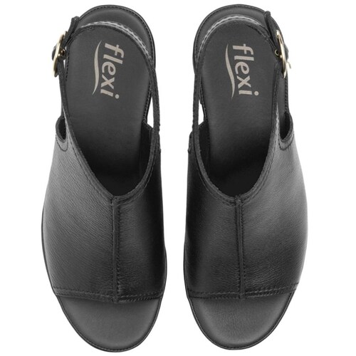 Sandalia con Cubierta y Tacón Color Negro para Mujer Flexi