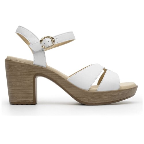 Sandalia con Tira Entrelazada y Ajustable Color Blanco para Mujer Flexi