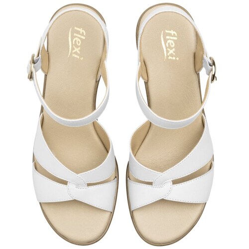 Sandalia con Tira Entrelazada y Ajustable Color Blanco para Mujer Flexi