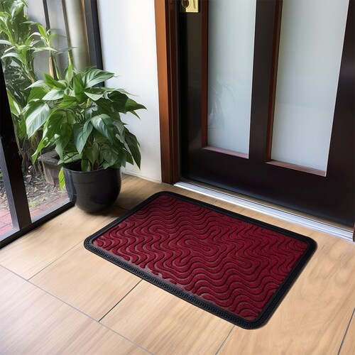 Tapete Entrada Abadi Ondas 75X45 Cm Rojo