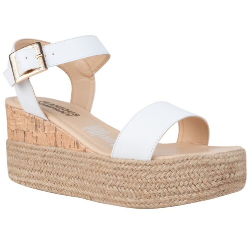 Sandalia con Plataforma y Yute Blanca Jeanious para Mujer