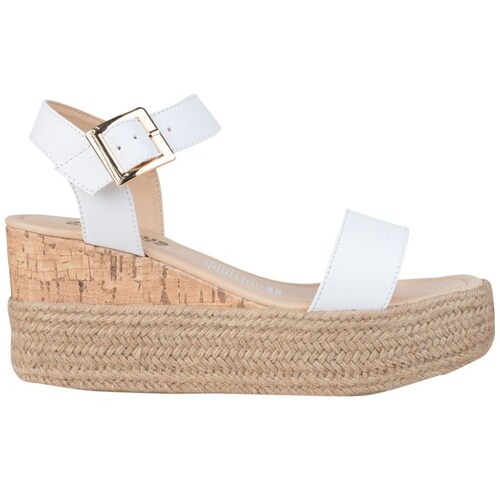Sandalia con Plataforma y Yute Blanca Jeanious para Mujer