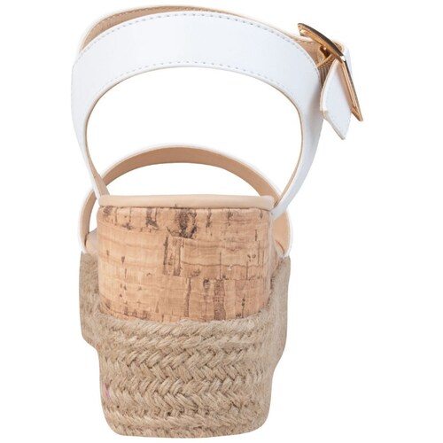 Sandalia con Plataforma y Yute Blanca Jeanious para Mujer