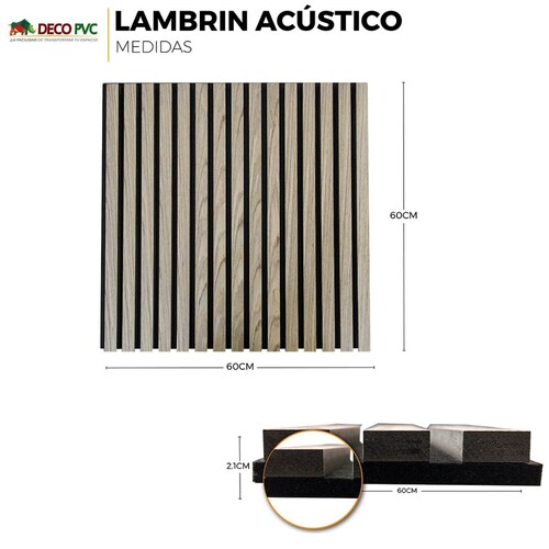 Lambrin Acústico Deco Pvc 4 Piezas 60X60Cm Pino