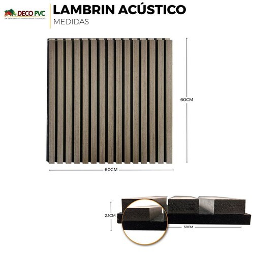 Lambrin Acústico Deco Pvc 4 Piezas 60X60Cm Nogal