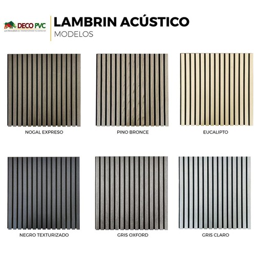 Lambrin Acústico Deco Pvc 4 Piezas 60X60Cm Gris Oxford
