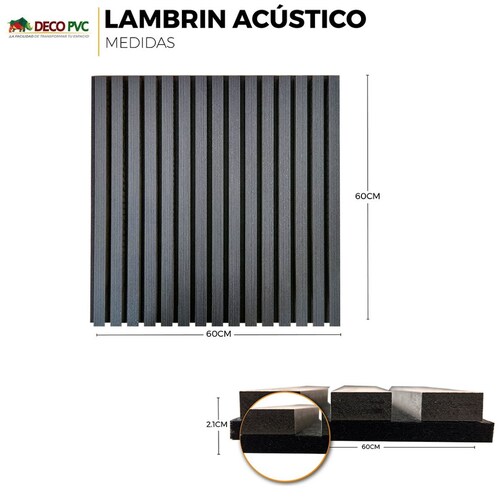 Lambrin Acústico Deco Pvc 4 Piezas 60X60Cm Negro
