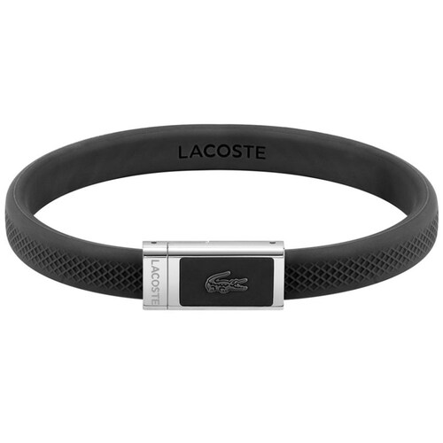 Brazalete  Lacoste de Acero Inoxidable y Silicona Plateado/negro  para Hombre