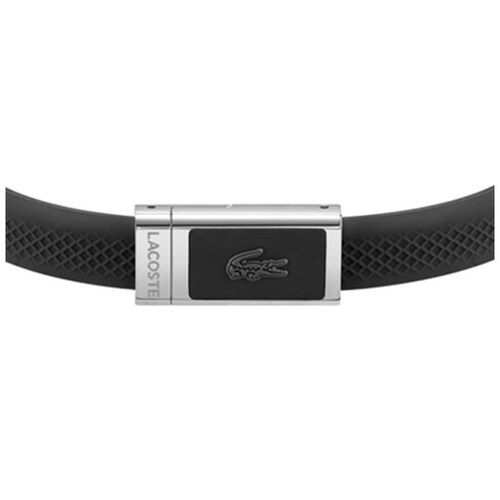Brazalete  Lacoste de Acero Inoxidable y Silicona Plateado/negro  para Hombre