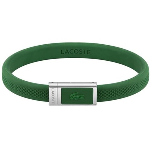 Brazalete  Lacoste de Acero Inoxidable y Silicona  Plateado/verde para Hombre