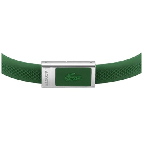 Brazalete  Lacoste de Acero Inoxidable y Silicona  Plateado/verde para Hombre