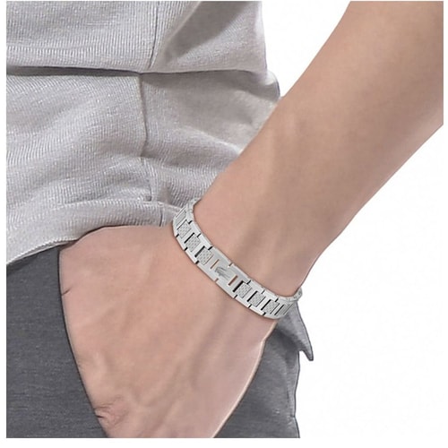 Brazalete  Lacoste de Acero Inoxidable Plateado para Hombre