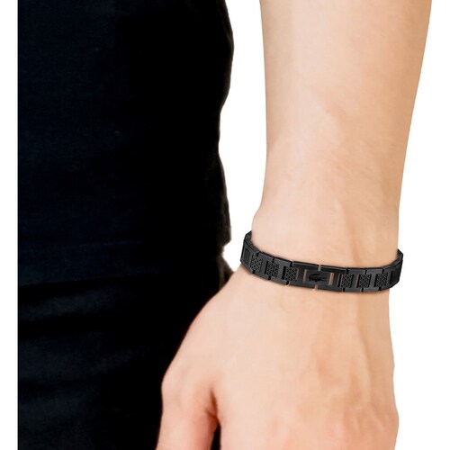 Brazalete  Lacoste de Acero Inoxidable  Negro para Hombre