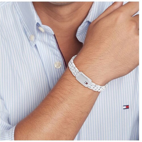 Brazalete Tommy Hilfiger de Acero Inoxidable Plateado para Hombre