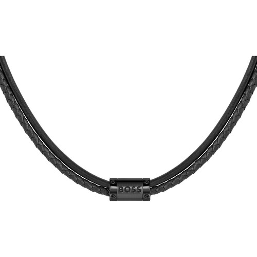 Collar  Boss de Acero Inoxidable y Cuero  para Hombre