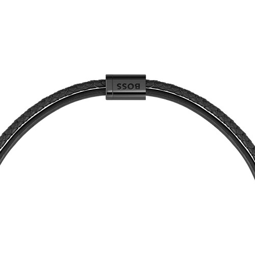 Collar  Boss de Acero Inoxidable y Cuero  para Hombre