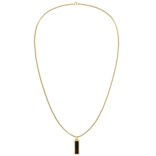 Collar Tommy Hilfiger de Acero Inoxidable y Piedra de Ónix  Dorado/negro  para Mujer