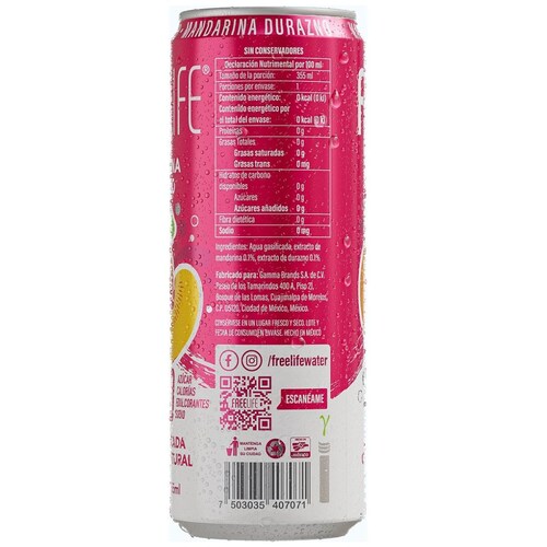 Agua Gasificada con Extracto de Mandarina Durazno