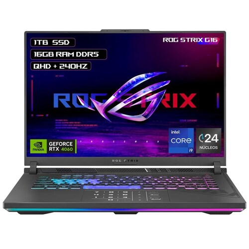 Laptop Asus Rog Strix G614Jvr Nvidia Geforce Rtx 4060 Intel Core I9 14Th 16Gb 1Tb Ssd