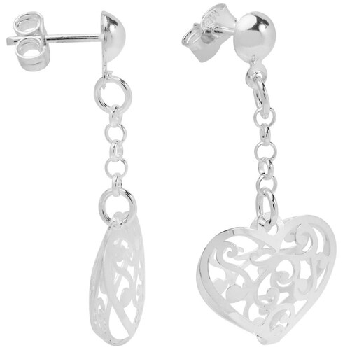Aretes Largos Corazón Grecas Mosha