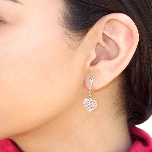 Aretes Largos Corazón Grecas Mosha