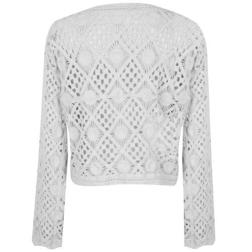 Blusa Just By Basel Manga Larga Cuello V Diseño Crochet