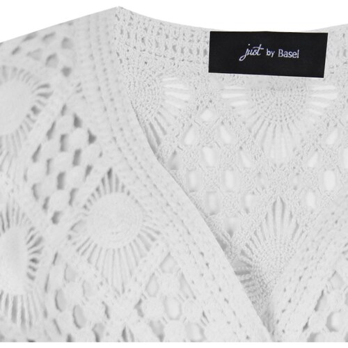 Blusa Just By Basel Manga Larga Cuello V Diseño Crochet
