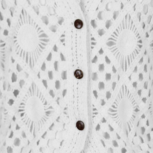 Blusa Just By Basel Manga Larga Cuello V Diseño Crochet