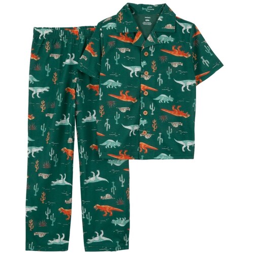Pijama para Niño 2 Piezas Camisa Manga Corta Cuello "v" Y Pantalón Dinos Verde Carter's