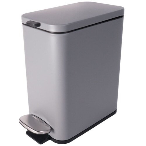 Home Nature Bote de Basura de Metal con Pedal  Color Gris  28.5*30.5*14 Cm