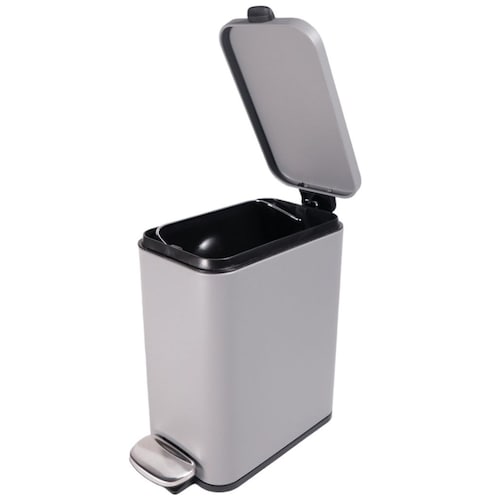 Home Nature Bote de Basura de Metal con Pedal  Color Gris  28.5*30.5*14 Cm