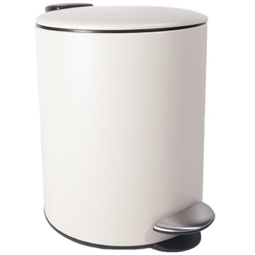 Home Nature Bote de Basura de Metal con Pedal  Color Beige 20.6*26.5*26.5 Cm