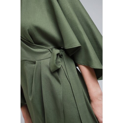 Vestido Corto Escote Cruzado y Manga 3/4 Lob