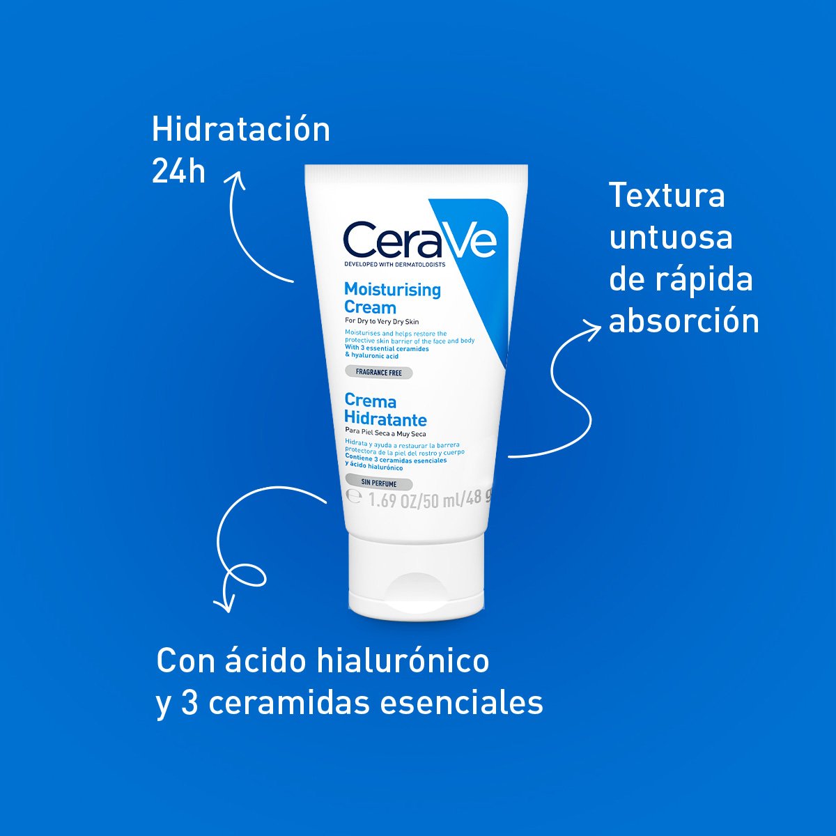 Cerave Crema Facial Hidratante Para Piel Seca de 50 ml image number 2