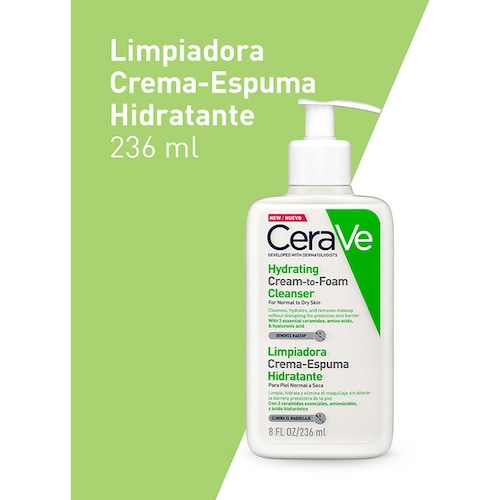 Cerave Limpiadora Crema-Espuma Hidratante 236Ml para Rostro