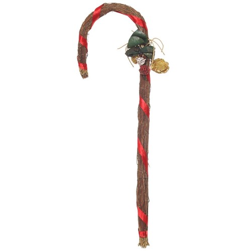 Bastón Rojo Y Dorado 70 Cm Moño