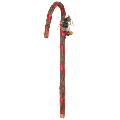 Bastón Rojo Y Dorado 70 Cm Moño