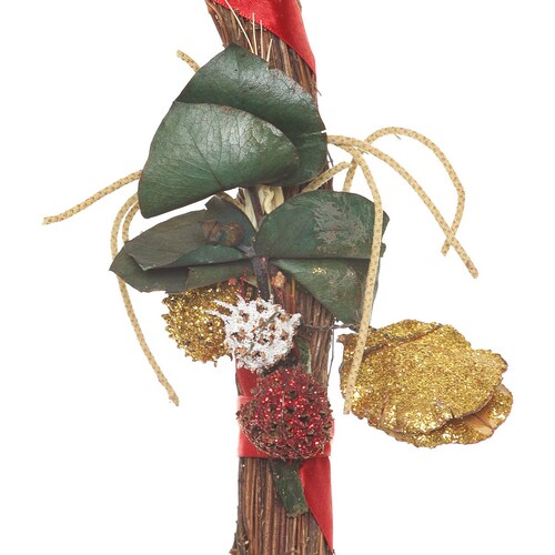 Bastón Rojo Y Dorado 70 Cm Moño