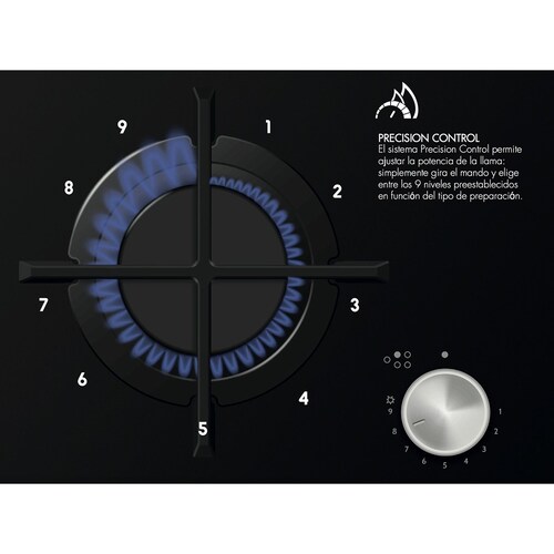 Parrilla Gas On Glass De’Longhi Life 90 Cm Precision Control 9 Niveles de Potencia